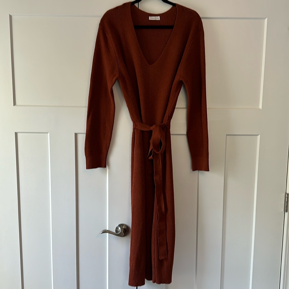 Burnt orange sweater dress